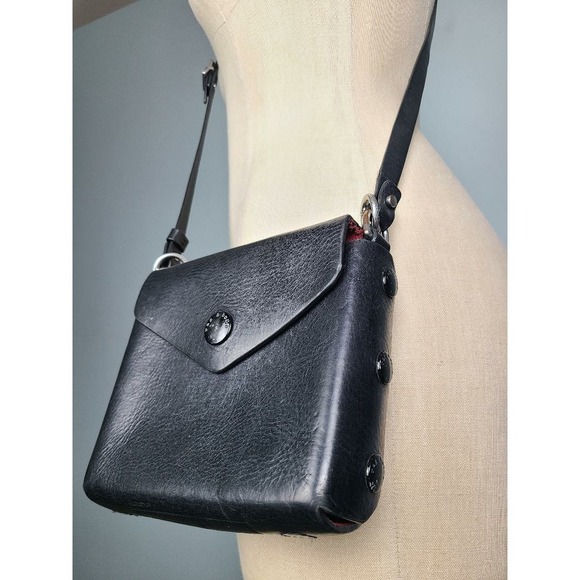 NWOT Rag & Bone Micro Atlas Crossbody Bag Black Embossed Leather Purse Snap Open